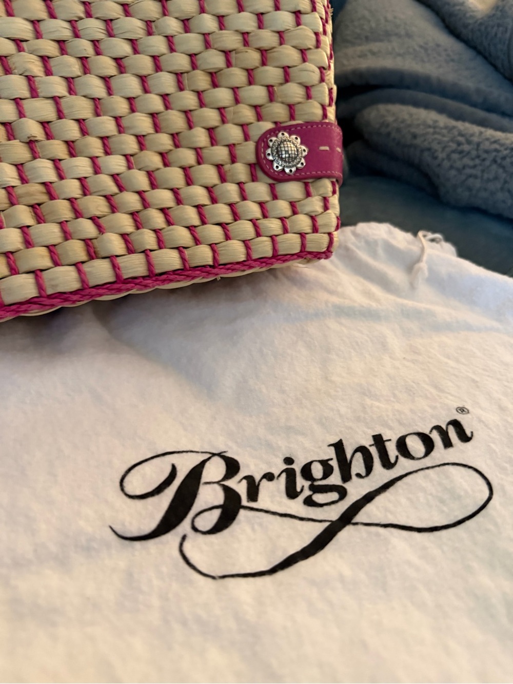 Brighton Pink and Natural Woven Tote Bag - Picture 4 of 8